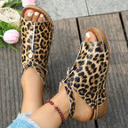 Damen Wedge-Sandaletten mit Leopardenmuster R&B