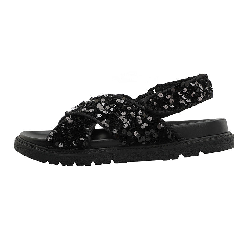 Damen Glitzernde Sandalen mit hochwertigem Riemendesign R&B