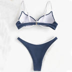 Damen Push-Up-Bikini mit breiten Trägern und elegantem Kontrast R&B