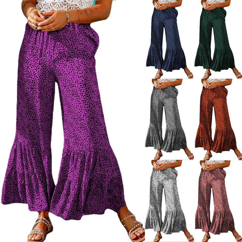 Damen Weite Palazzo-Hose mit voluminösem Saum und elastischem Bund R&B