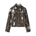 Damen lässige Utility-Jacke mit auffälligem Farbdesign R&B