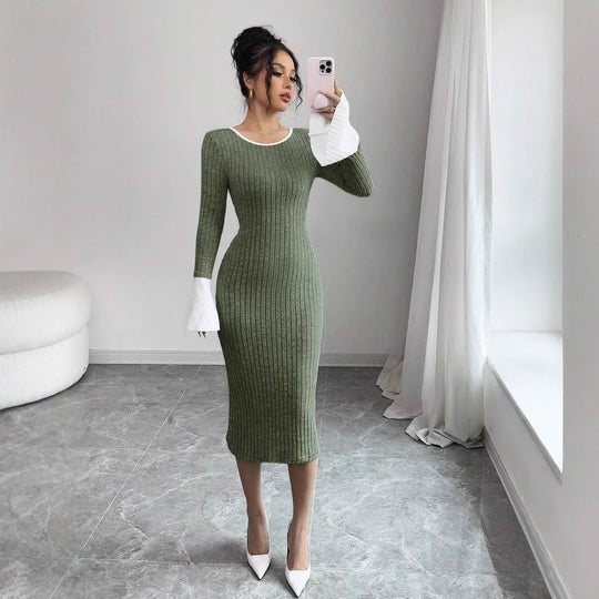 Damen Strickkleid mit weitem Ärmel R&B