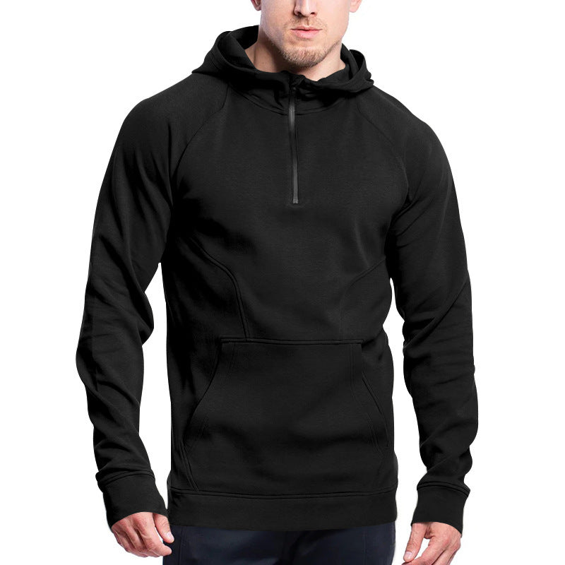 Herren Sportiver Hoodie mit halbem Reißverschluss und praktischer Kängurutasche R&B