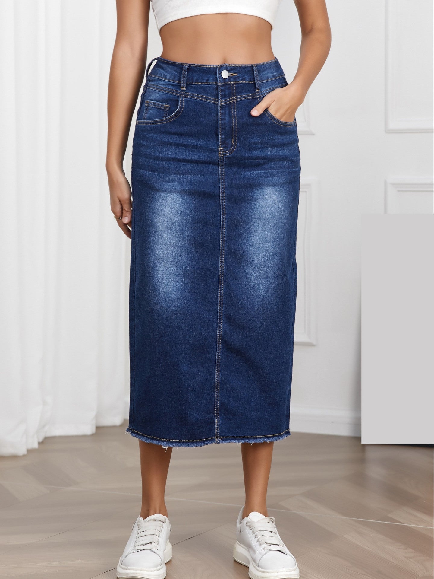 Damen Denim Maxirock R&B