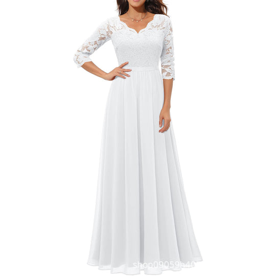 Damen elegantes Spitzenkleid R&B