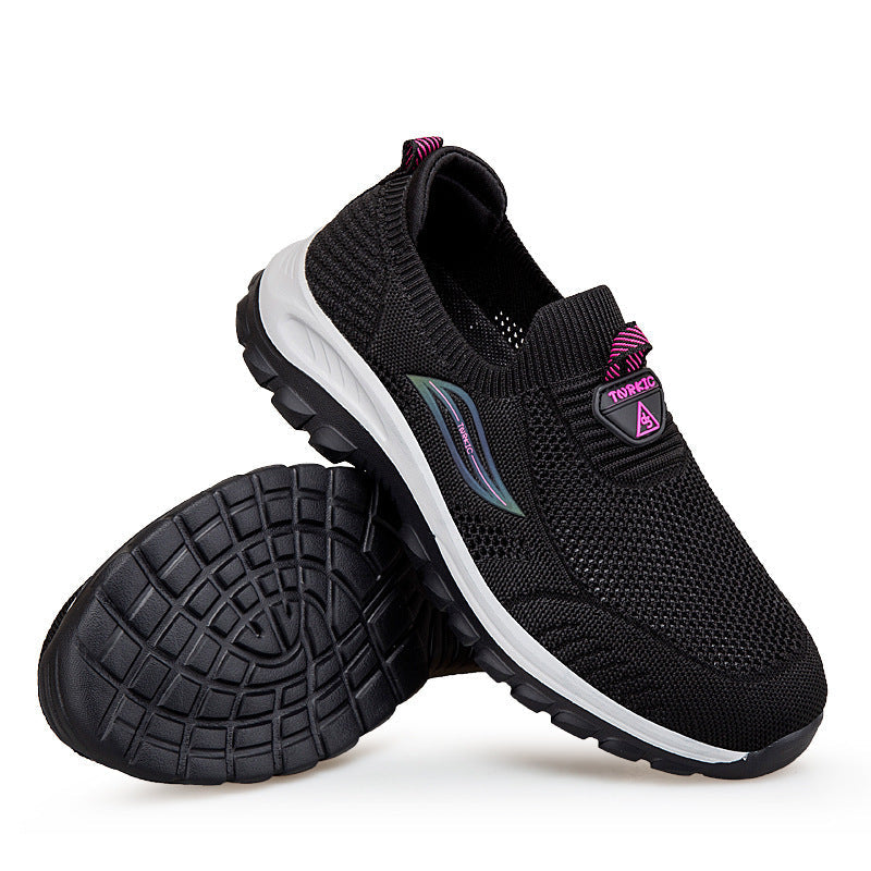 Damen Komfortable Slip-On Sneakers mit flexiblem Strickoberteil R&B