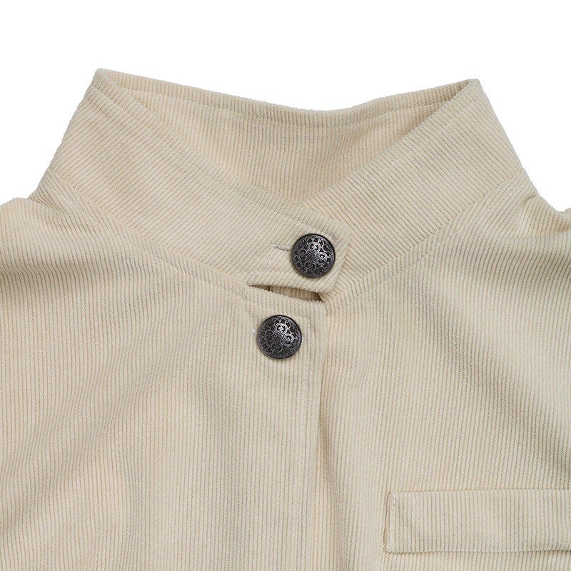 Damen modische Blazerjacke mit Stehkragen und Druckknopfverschluss R&B