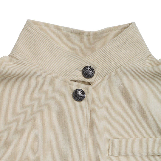 Damen modische Blazerjacke mit Stehkragen und Druckknopfverschluss R&B