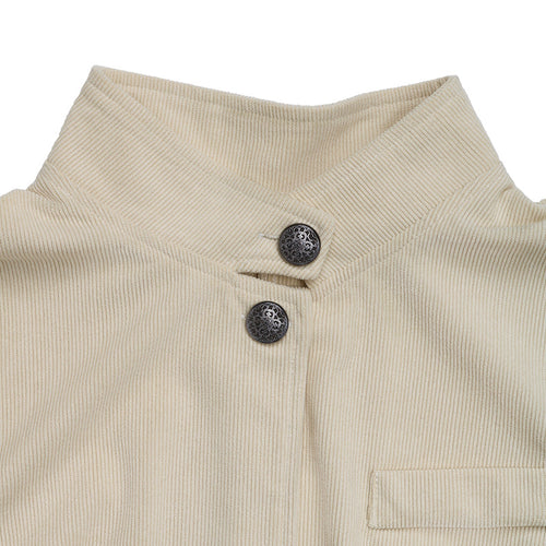 Damen modische Blazerjacke mit Stehkragen und Druckknopfverschluss R&B