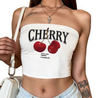 Damen Bandeau Top mit auffälligem Kirschmotiv R&B