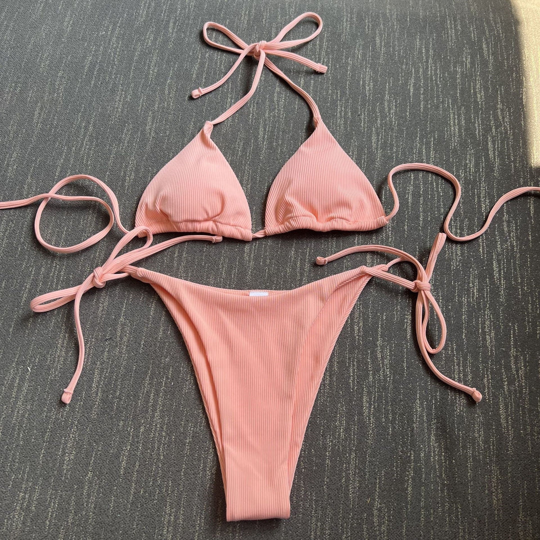 Damen Triangel-Bikini mit seitlichem Knoten und verstellbaren Trägern R&B