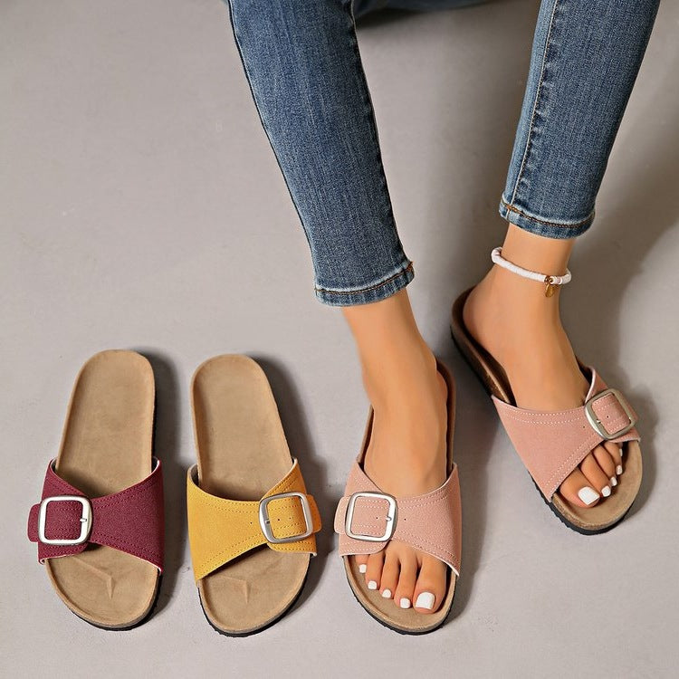 Damen Komfortable Pantoletten mit modischem Riemen R&B