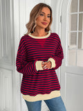 Damen gestreifter Pullover mit lockerer Passform