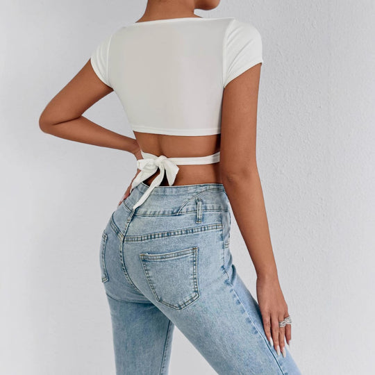 Damen Crop-Top mit elegantem Wickeldesign R&B