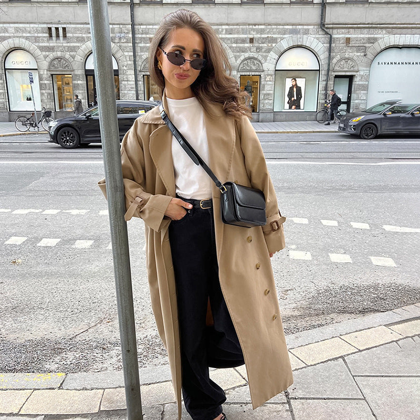 Damen Eleganter Trenchcoat mit hochwertiger Verarbeitung und lockerem Schnitt R&B