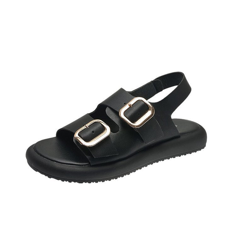 Damen Bequeme Riemchen-Sandalen mit modischer Schnallenverzierung und ergonomischem Fußbett R&B