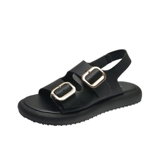 Damen Bequeme Riemchen-Sandalen mit modischer Schnallenverzierung und ergonomischem Fußbett R&B