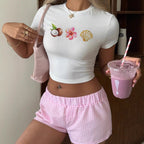 Damen Crop-Top mit sommerlichem Motiv R&B