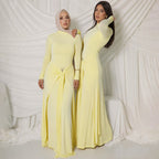 Damen Elegantes Maxikleid mit Drapierungsdetails und langem Arm