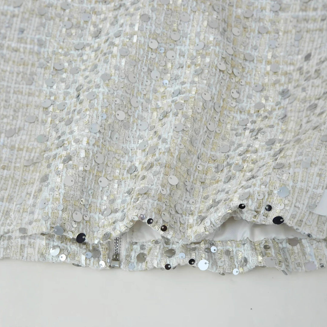 Damen Glitzernde Jacke mit Rundhalsausschnitt und verstecktem Reißverschluss R&B