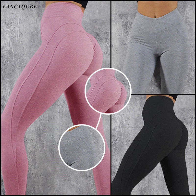 Damen Hochwertige Fitness-Leggings mit hohem Bund und Seitentaschen R&B