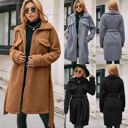 Damen Kuschelige Teddyjacke mit großzügigen Taschen und Knopfdetails R&B