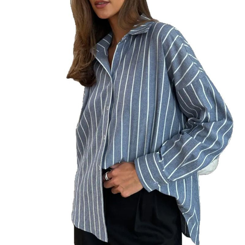 Damen Oversized Hemd mit feinen Streifen R&B