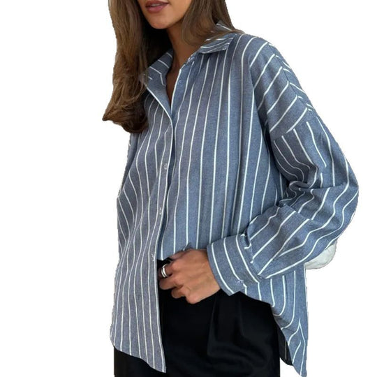 Damen Oversized Hemd mit feinen Streifen R&B