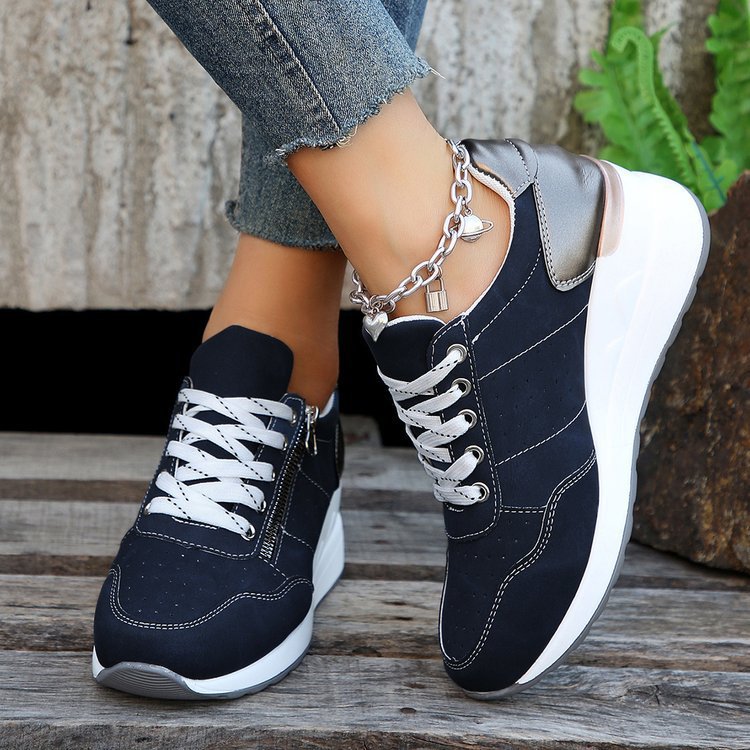 Damen Sportliche Sneakers mit atmungsaktivem Obermaterial und Reißverschluss R&B
