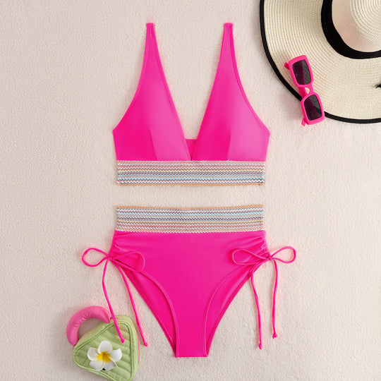 Damen Zweiteiliges Bikini-Set mit breitem Gummibund und hochwertige Rippstruktur R&B