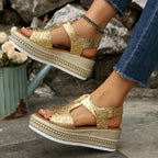 Damen Wedge-Sandalen mit strukturiertem Obermaterial und komfortablem Fußbett R&B
