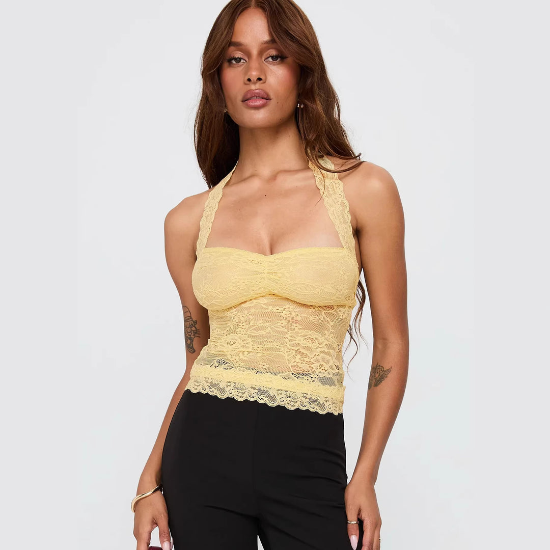 Damen Spitzen-Bustier mit romantischem Häkelmuster und verstellbaren Trägern R&B