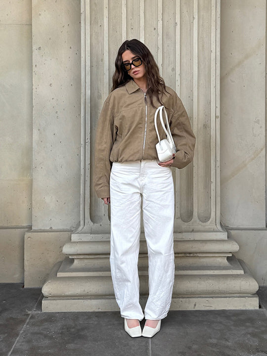 Damen lässige Wildlederjacke im Oversized-Schnitt R&B
