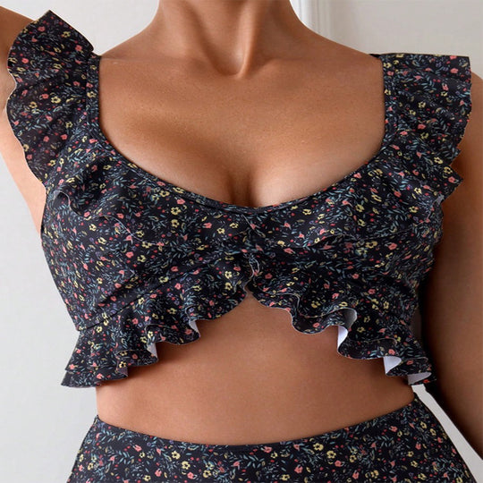 Damen Bikiniset mit hohem Bund und verspieltem Rüschen-Design R&B