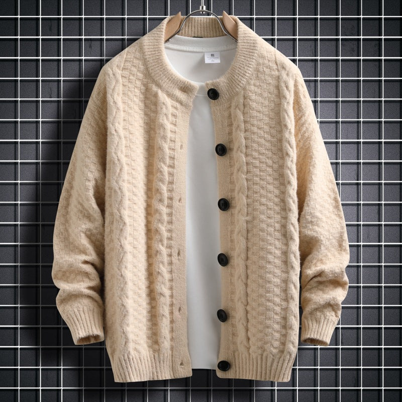Damen Strickjacke mit strukturiertem Zopfmuster und durchgehenden Knöpfen R&B