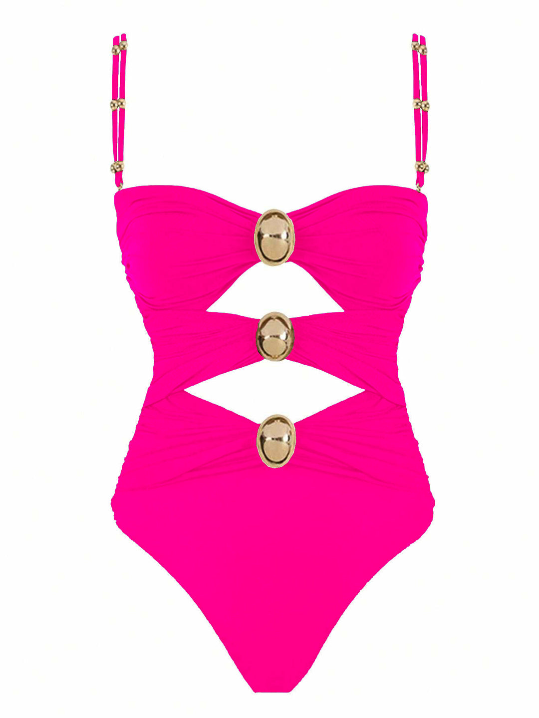 Damen Einteiler-Badeanzug mit raffinierten Cut-Outs und dekorativen Metallakzenten R&B