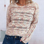 Damen Grobstrickpullover mit langen Ärmeln und lässigem Schnitt R&B