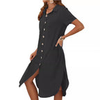 Damen Hemdblusenkleid mit Knopfdetail und schwingendem Saum R&B
