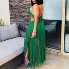 Damen gehäkeltes Strand-Outfit mit fransigen Details R&B
