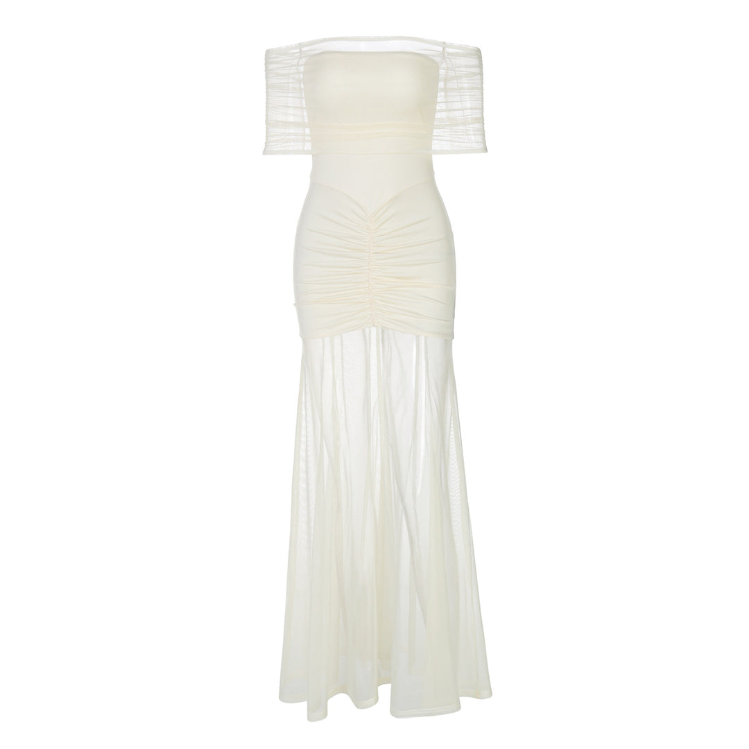 Damen Figurbetontes Maxikleid mit transparenten Ärmeln R&B
