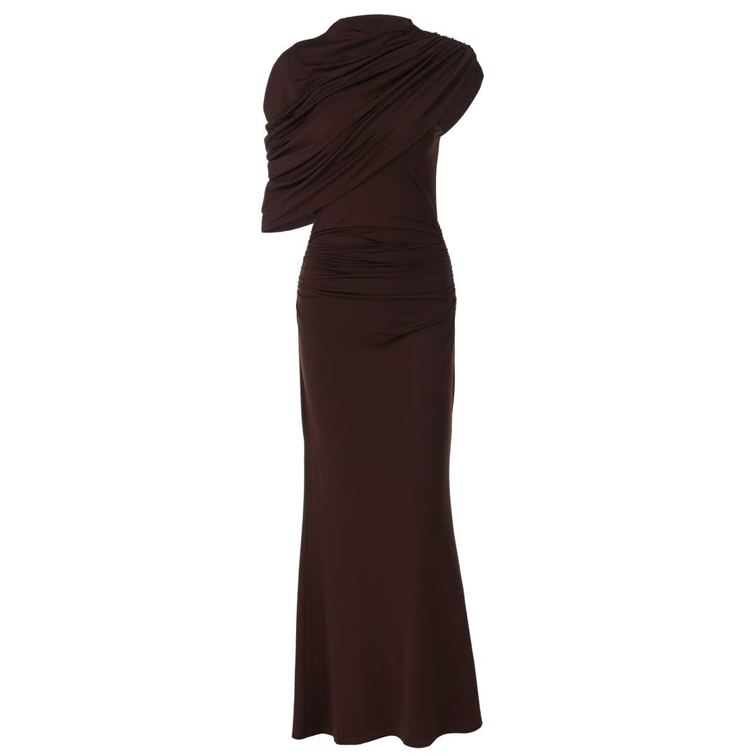 Damen Elegantes Maxikleid mit asymmetrischen Drapierungen und figurschmeichelndem Schnitt R&B