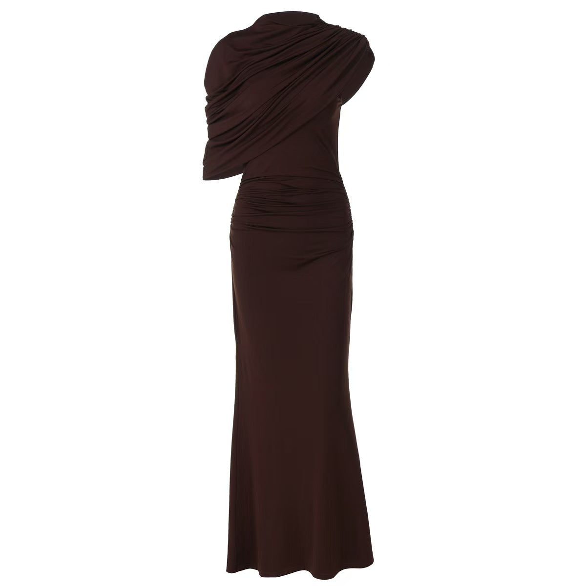 Damen Elegantes Maxikleid mit asymmetrischen Drapierungen und figurschmeichelndem Schnitt R&B
