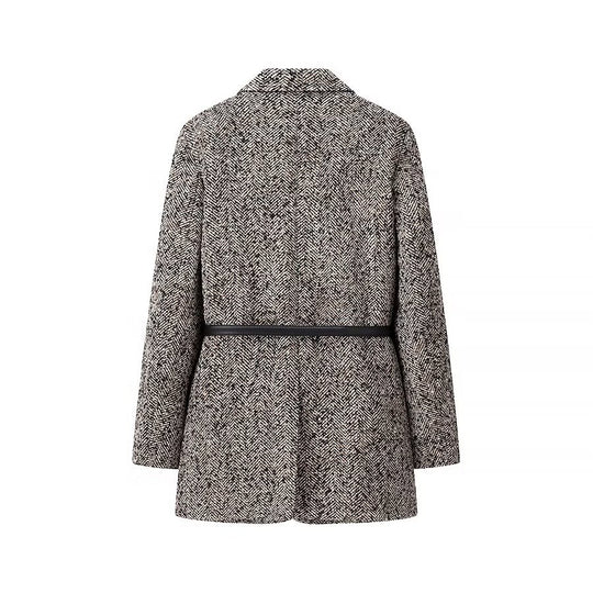 Damen Elegante Wollblazerjacke mit Taillengürtel R&B