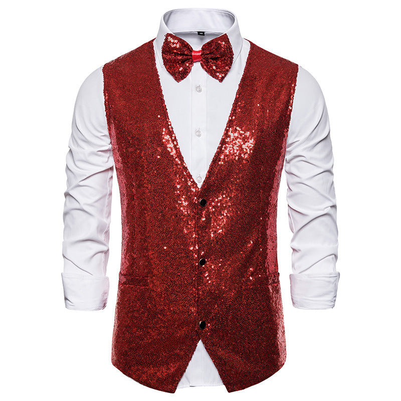Herren eleganter Paillettenblazer mit passendem Fliege R&B