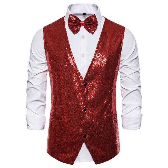 Herren eleganter Paillettenblazer mit passendem Fliege R&B