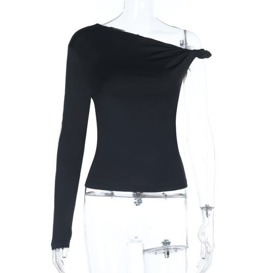 Damen asymmetrisches Langarmoberteil mit schulterfreiem Design R&B