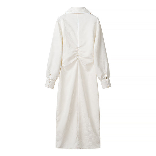 Damen Langarm Hemdblusenkleid mit elegantem Kragen und dekorativer Knopfleiste R&B