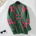 Damen oversized Strickjacke mit auffälligem Design und Knöpfen