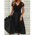 Damen Elegantes Cocktailkleid mit Spitzenärmeln und A-Linien Schnitt R&B