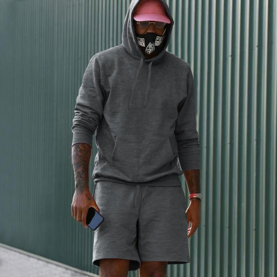 R&B Herren Hoodie-Shorts-Set mit Kängurutasche